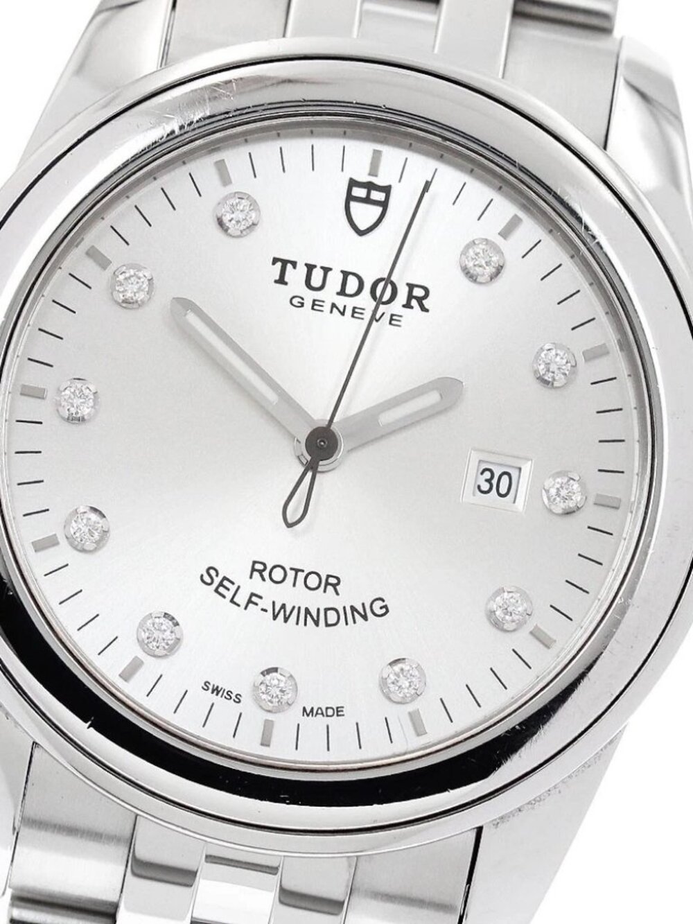 TUDOR Glamour 53000 11P Diamond Date Silver Dial Automatic Boy's Watch_951879